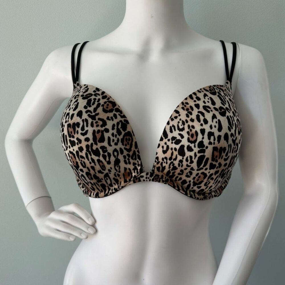 Victoria's Secret Cheetah Print Very Sexy Push Up Bra size 36DD Leopard Lingerie